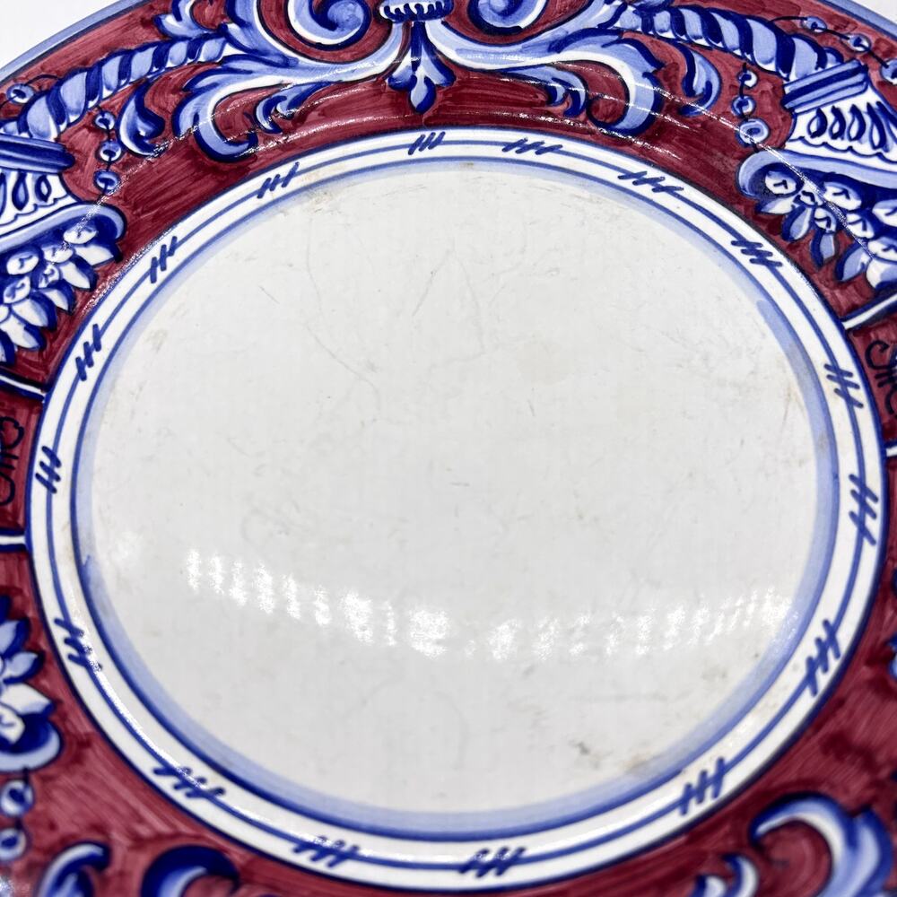 Fratelli Mari Deruta Italy Plates Set of 2 11" Dinner Plates Rubino FLAWED - Picture 7 of 15